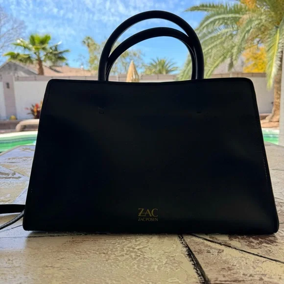 ZAC Zac Posen Leather Medium Black Satchel Bag